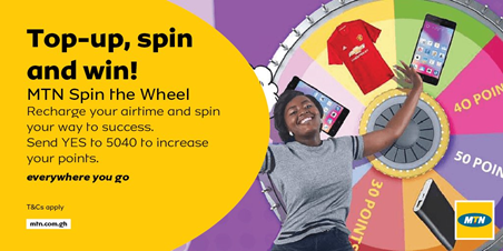 MTN Ghana Spin the Wheel - Top-up, spin and win