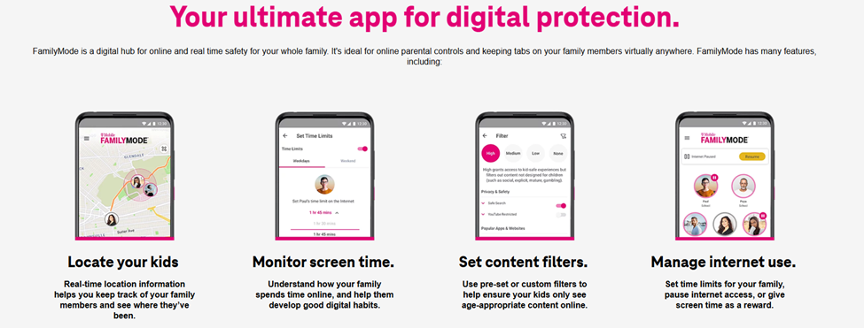 T-Mobile FamilyMode app features for digital protection and parental controls